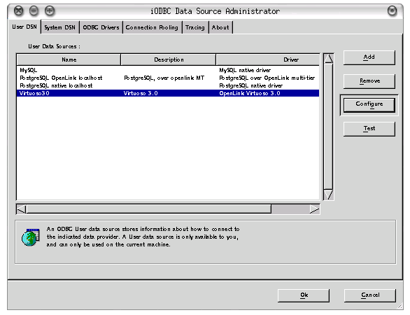 GTK+ config screen