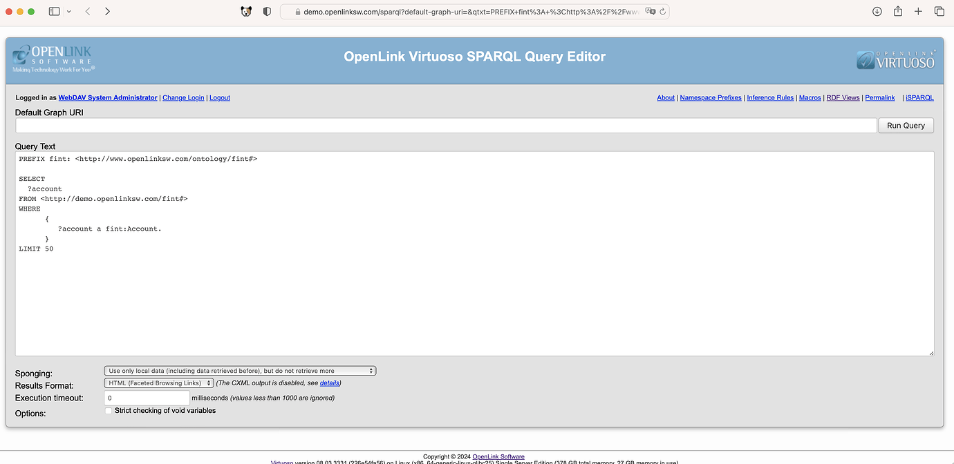 Virtuoso SPARQL Query Editor